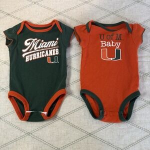 2 3-6 Months Miami Hurricanes Baby Bodysuits One Piece